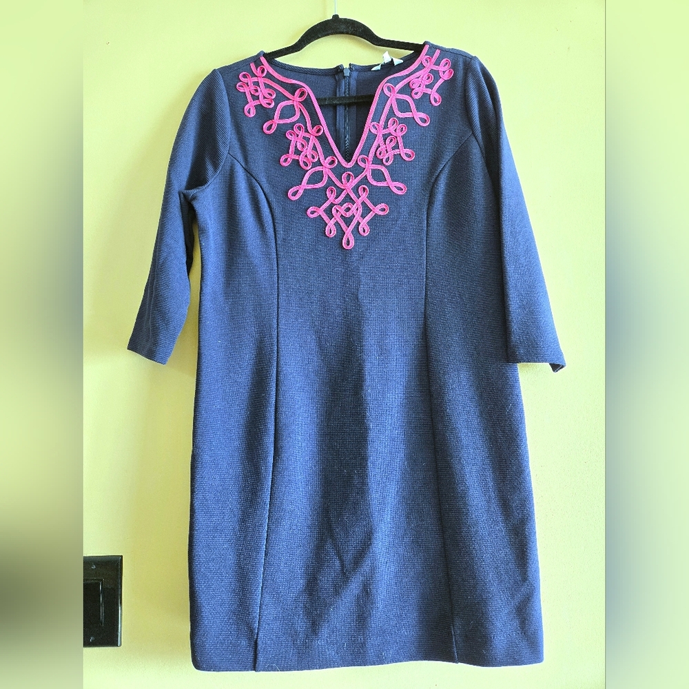 Crown & Ivy Navy Dress with Pink Detailing